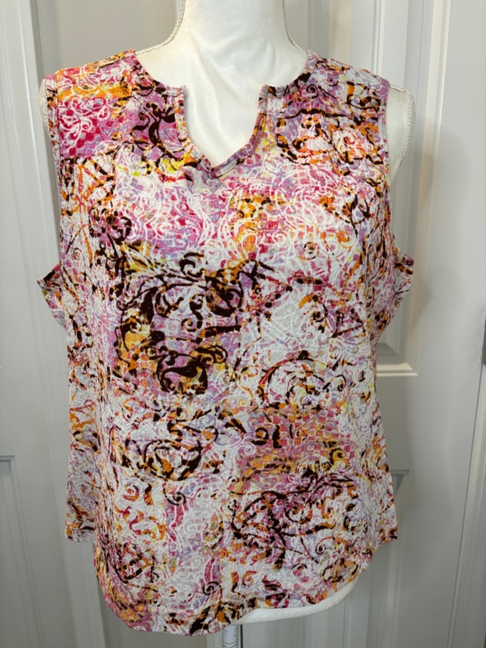 Columbia Pink Orange Multi-Print V-Notch Tank XL Juniors